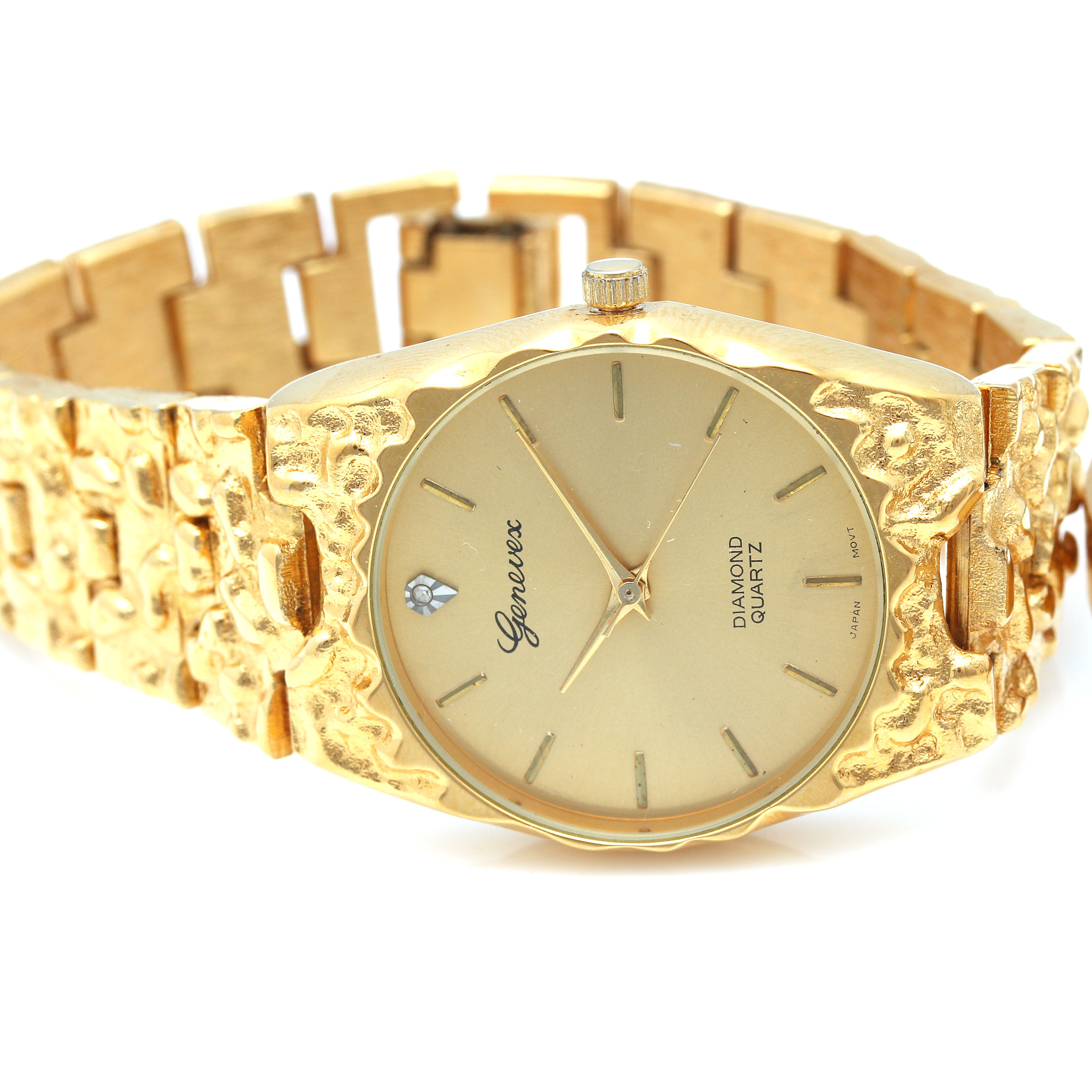 An Assortment of Gold Tone Watches Including Genevex and Pulsar