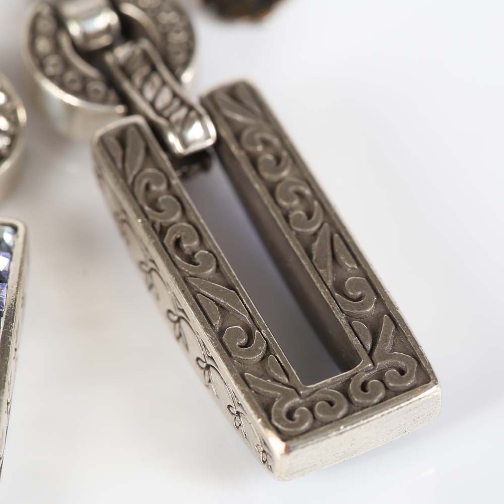 Silvertone and Crystal Dangle Earrings