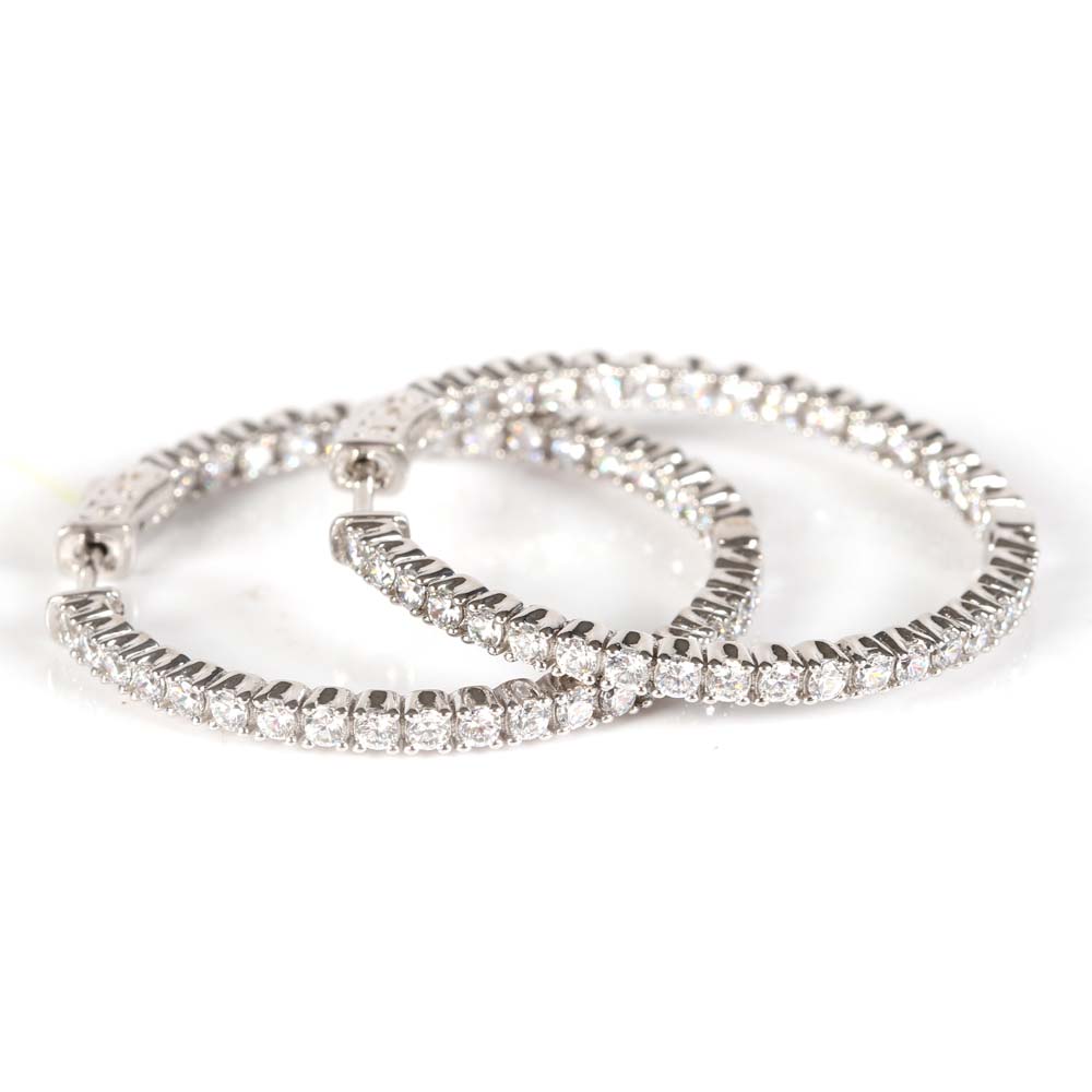 Sterling Silver Cubic Zirconia Hoop Earrings