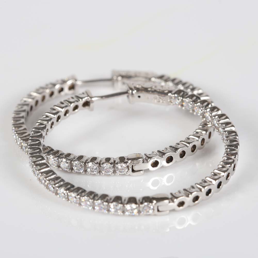 Sterling Silver Cubic Zirconia Hoop Earrings