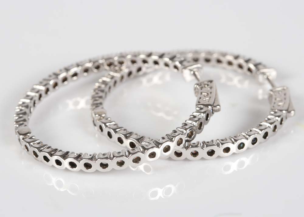 Sterling Silver Cubic Zirconia Hoop Earrings