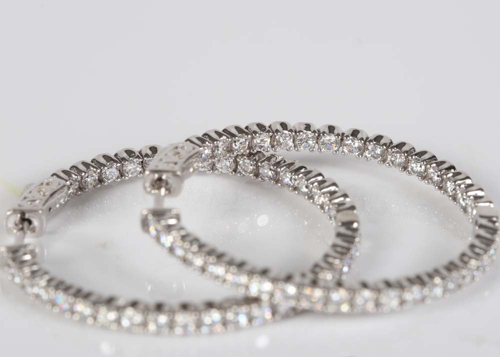 Sterling Silver Cubic Zirconia Hoop Earrings