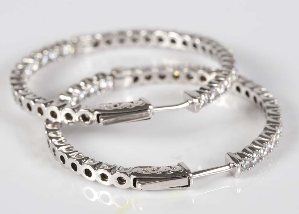 Sterling Silver Cubic Zirconia Hoop Earrings