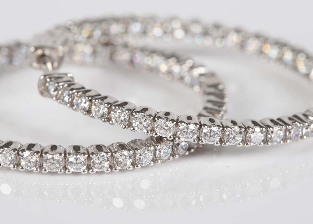 Sterling Silver Cubic Zirconia Hoop Earrings