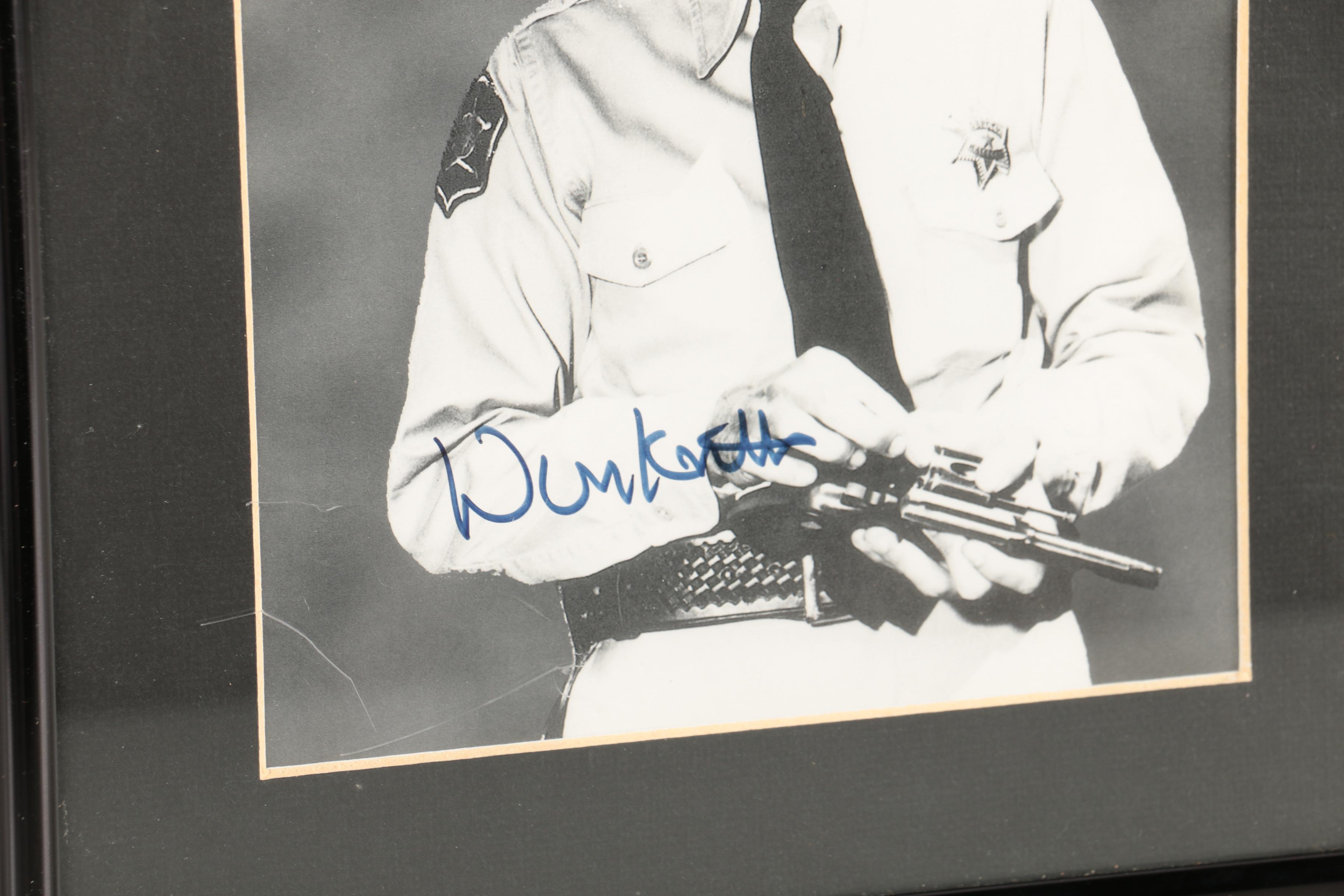 Don Knotts Autographed Barney Fife Print and Mayberry Badge