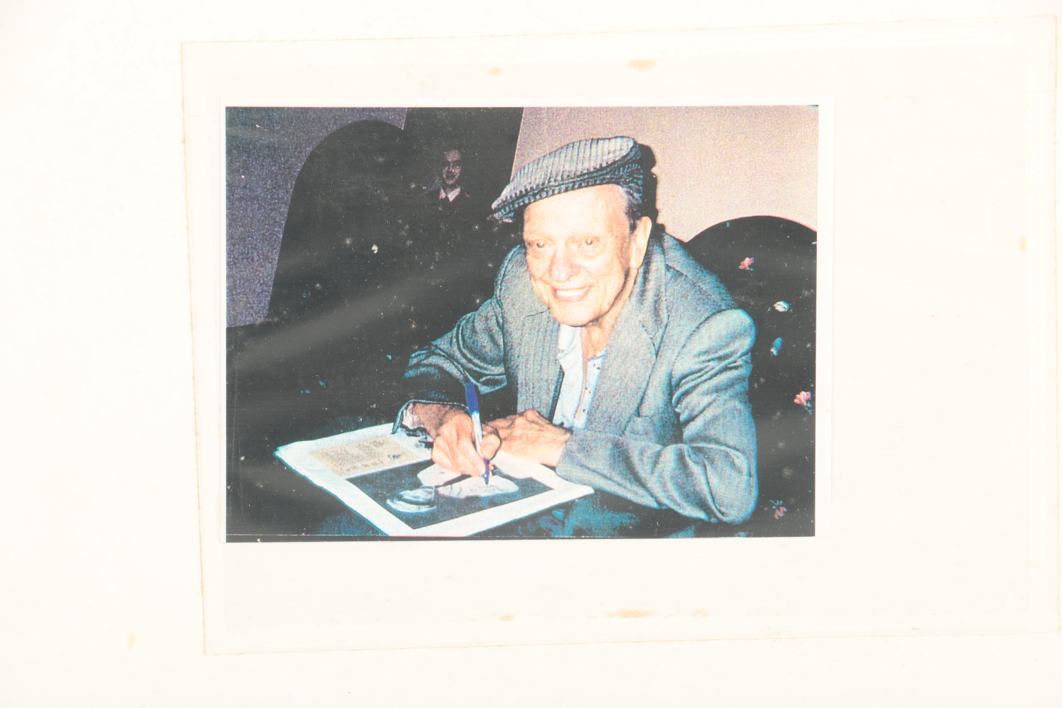 Don Knotts Autographed Barney Fife Print and Mayberry Badge