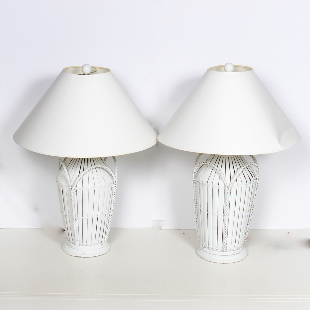 Pair of Wicker Table Lamps