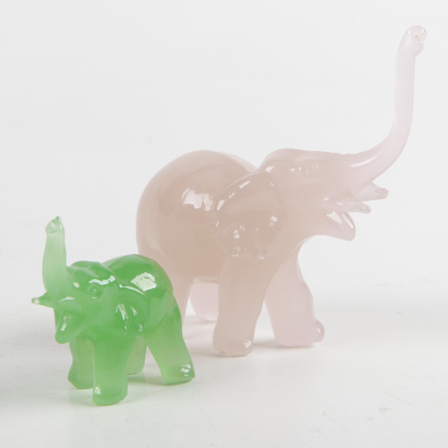 Pair of Glass Elephant Figurines