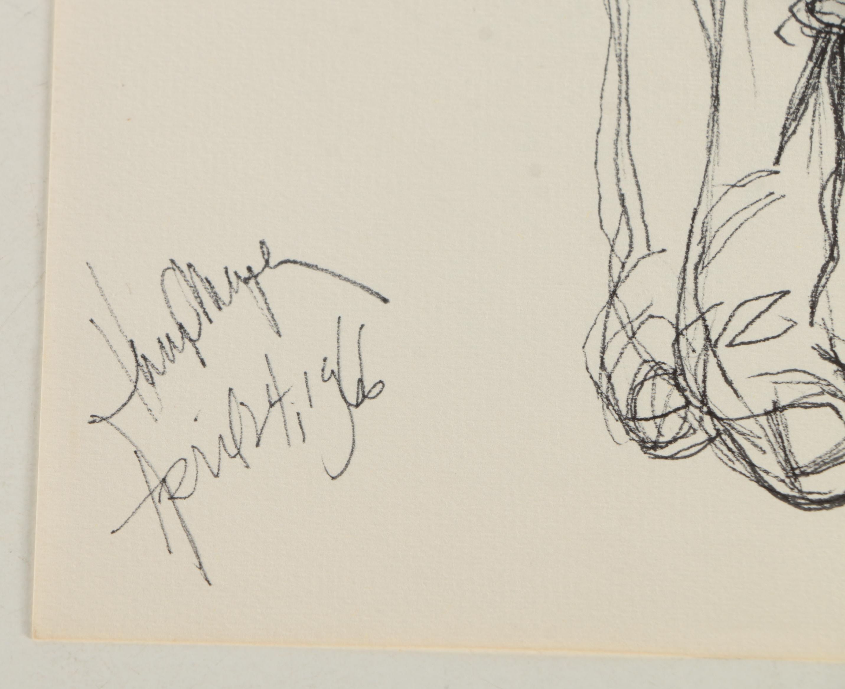 Henry C. Meyer 1960s Ink Sketches on Paper of Christ on the Cross