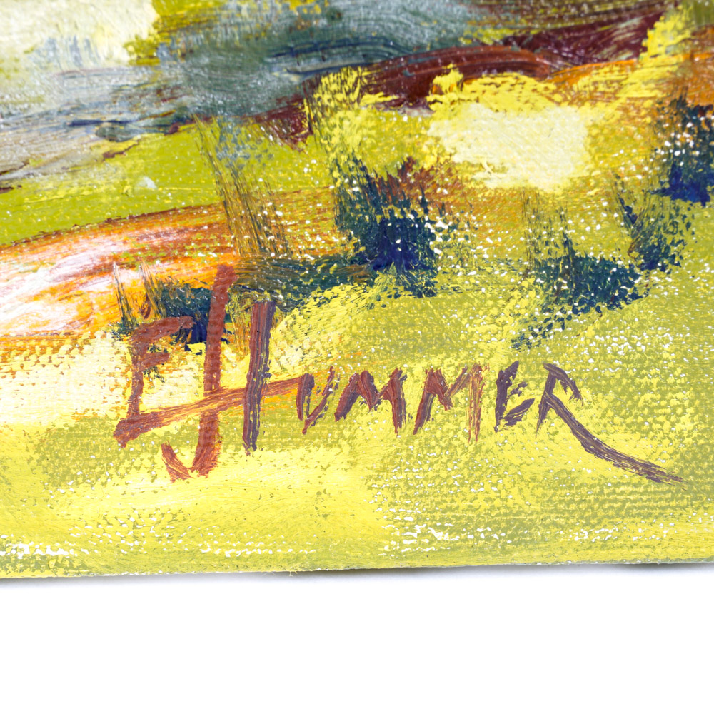 Judge Edward J. Hummer Original Oil Painting "Bridge House"