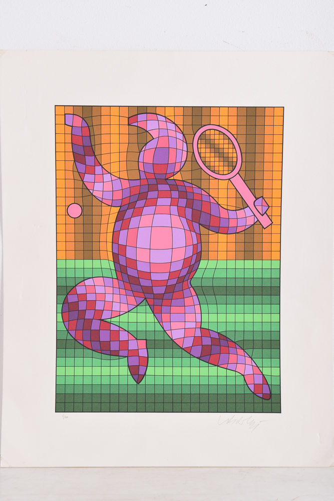Victor Vasarely 1977 Serigraph Print "Tennis Player"