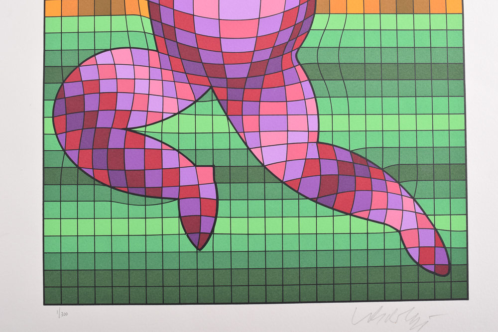 Victor Vasarely 1977 Serigraph Print "Tennis Player"
