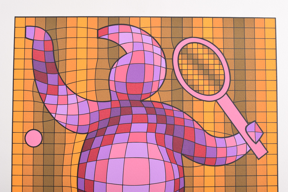 Victor Vasarely 1977 Serigraph Print "Tennis Player"