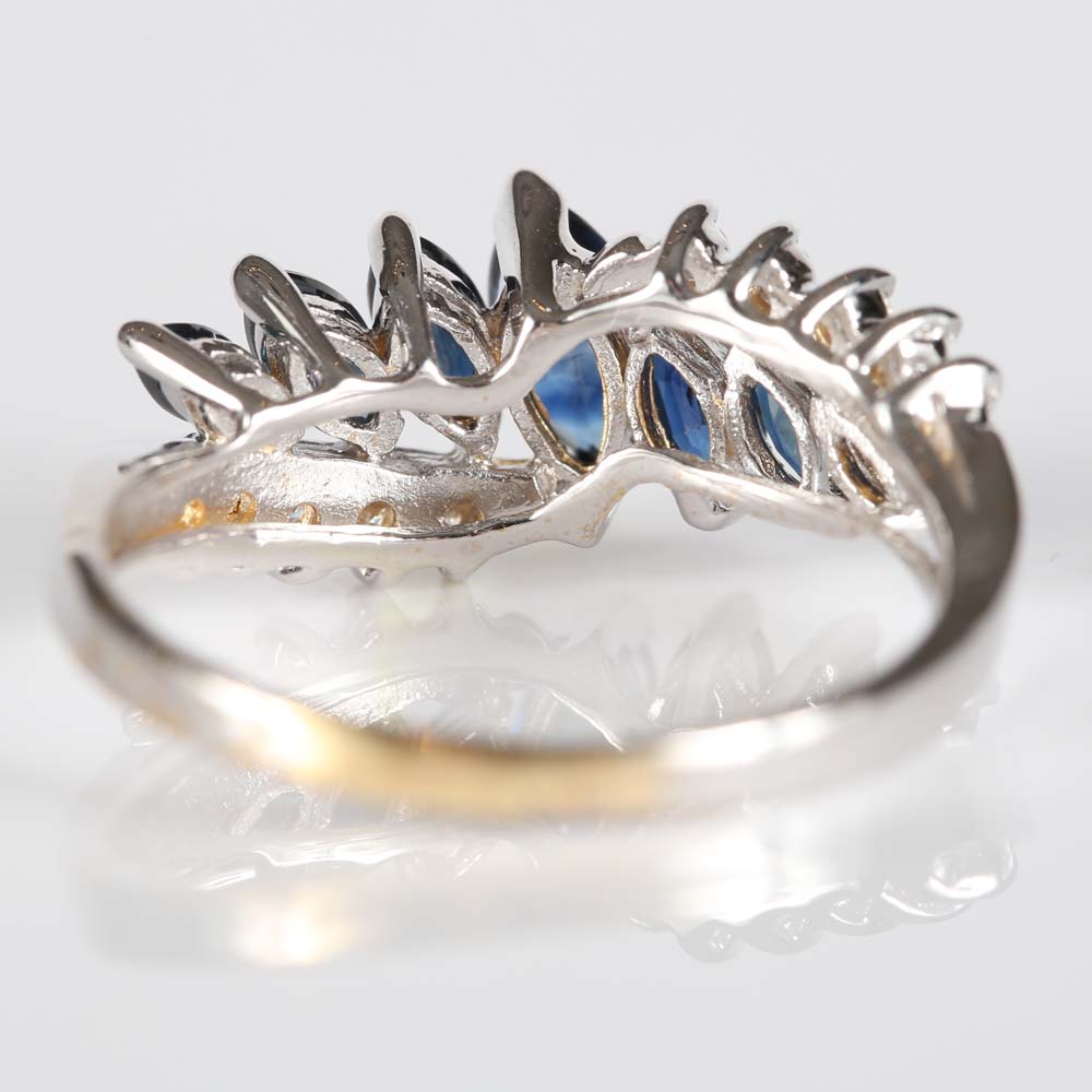 14K White Gold 1.50 CTW Sapphire and Diamond Ring