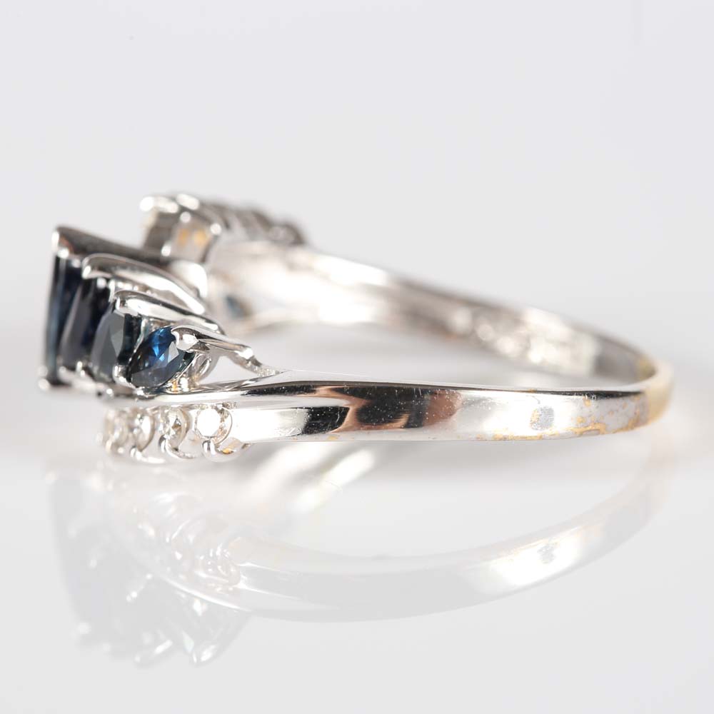 14K White Gold 1.50 CTW Sapphire and Diamond Ring