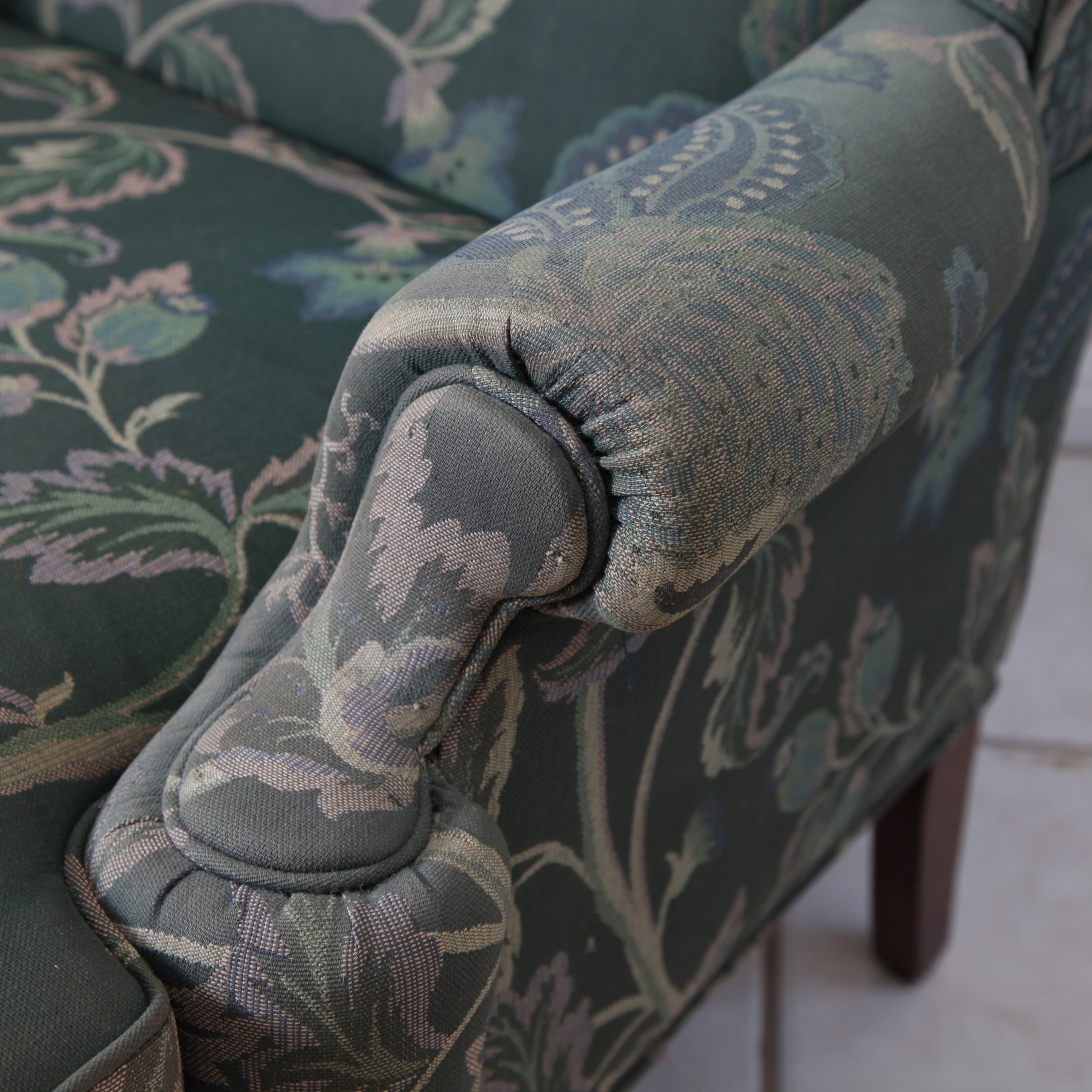 Queen Anne Style Wingback Chair with Ottoman