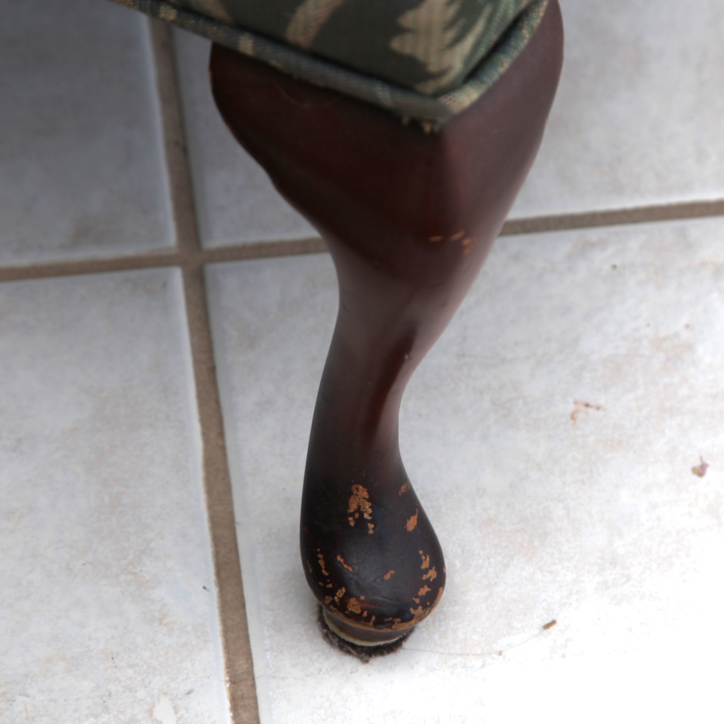 Queen Anne Style Wingback Chair with Ottoman