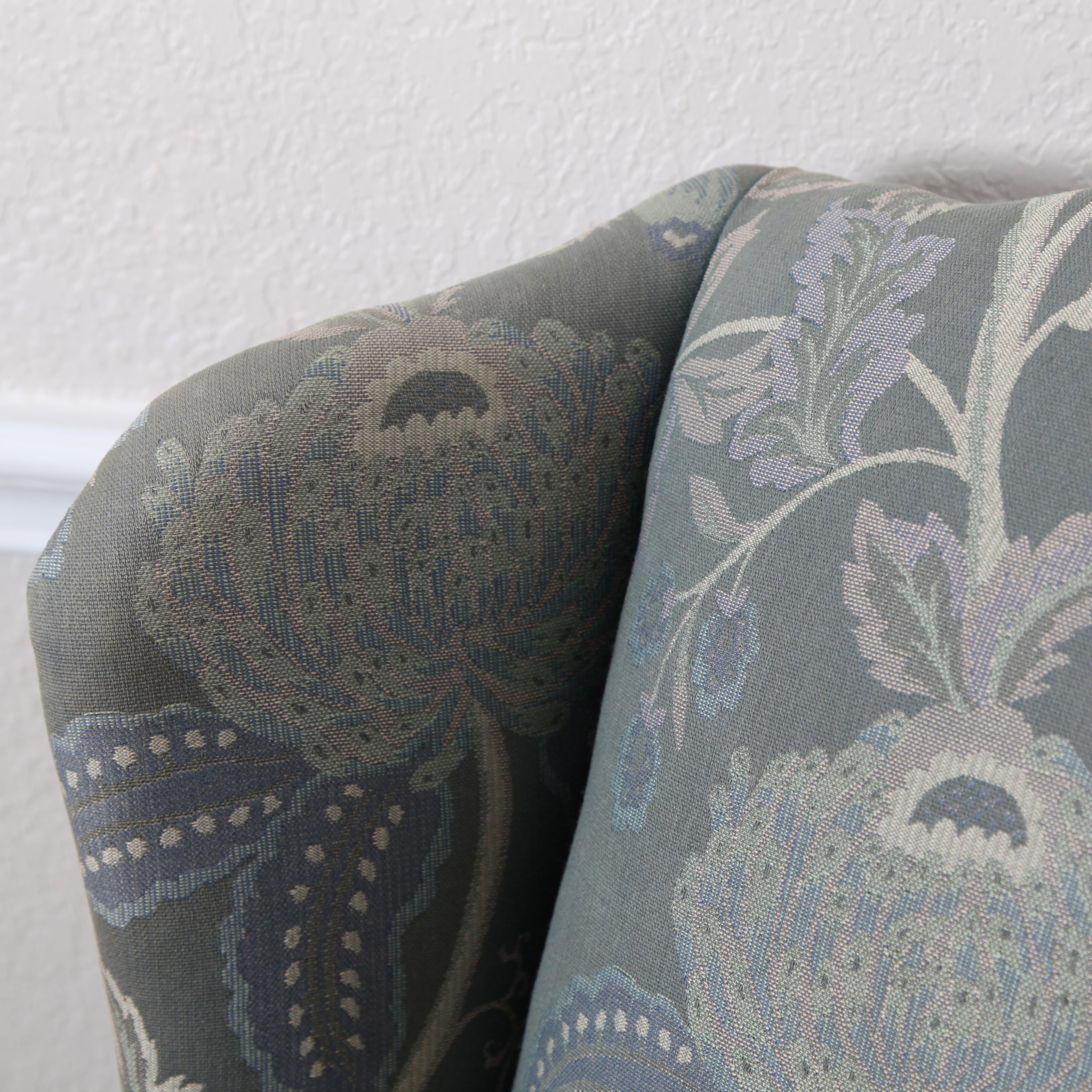 Queen Anne Style Wingback Chair with Ottoman