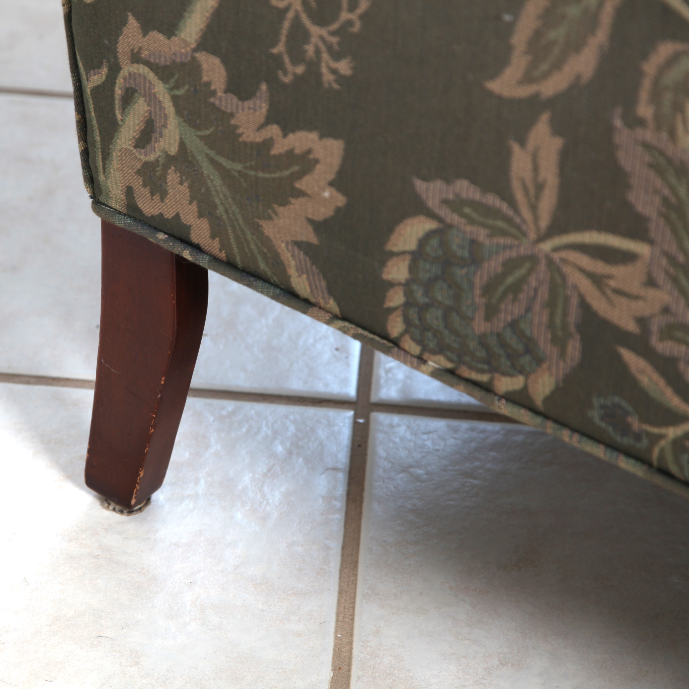 Queen Anne Style Wingback Chair with Ottoman