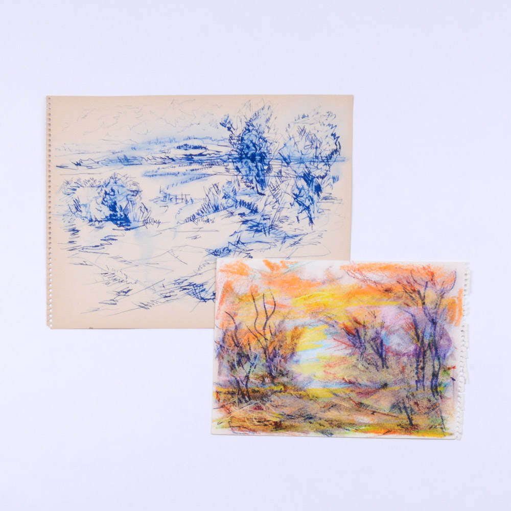 Paul Chidlaw Mixed Media on Paper Landscape Studies