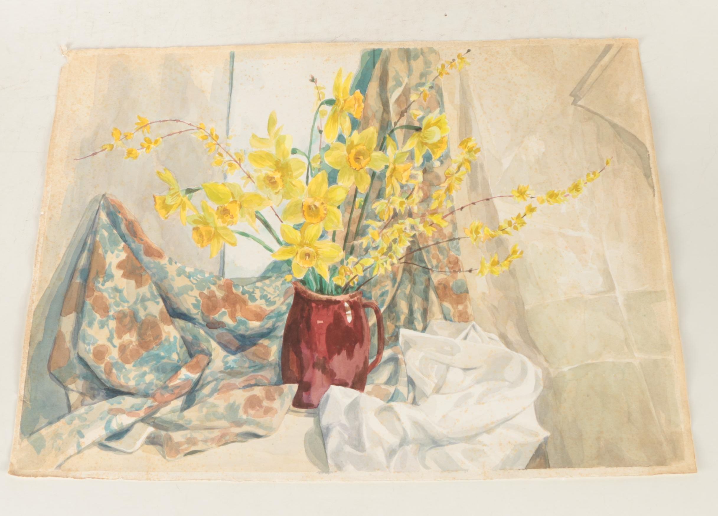 Two Henry C. Meyer Still Life Watercolor Paintings of Floral Arrangements