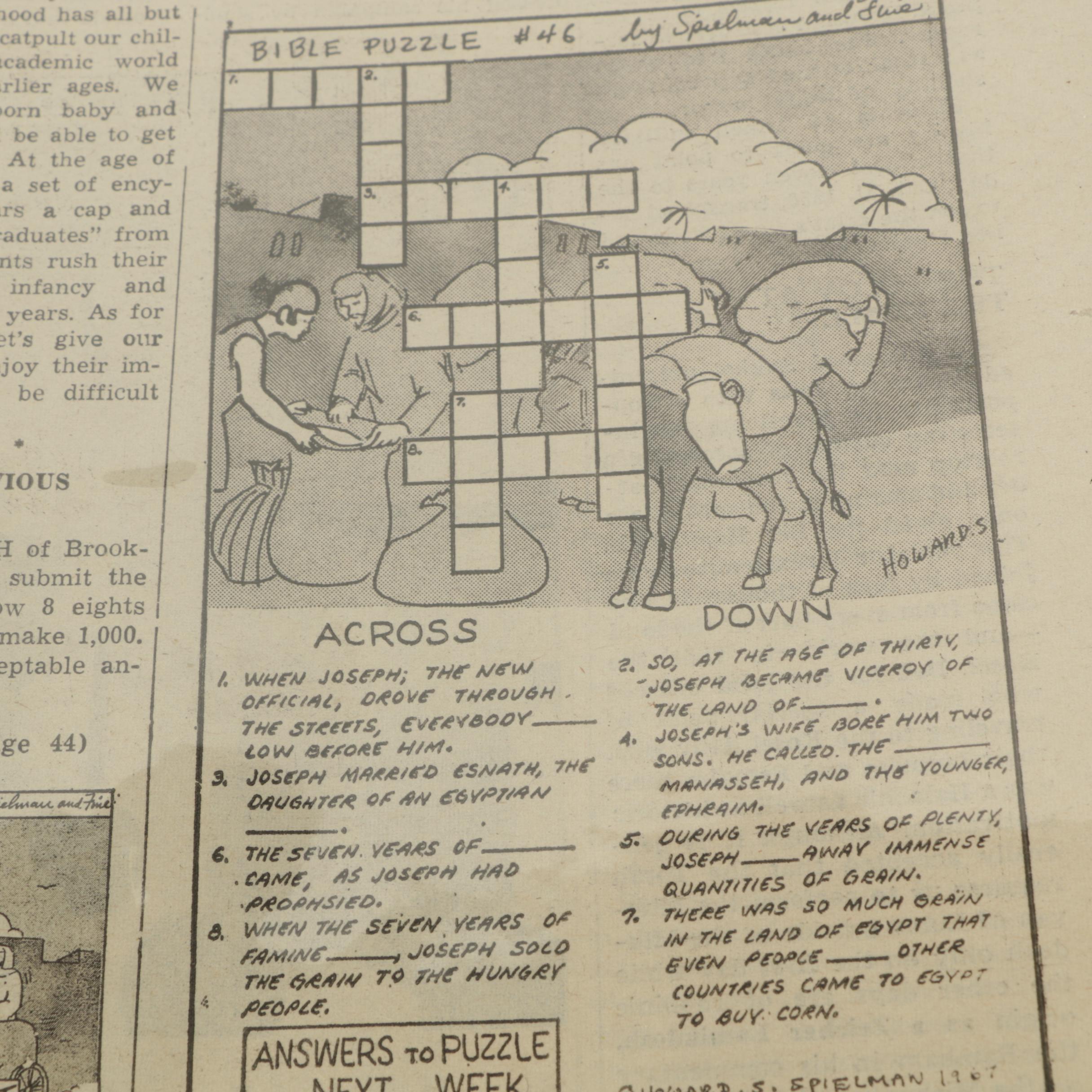 Spielman and Fine "Jewish Press" Newspaper Comics and Clippings