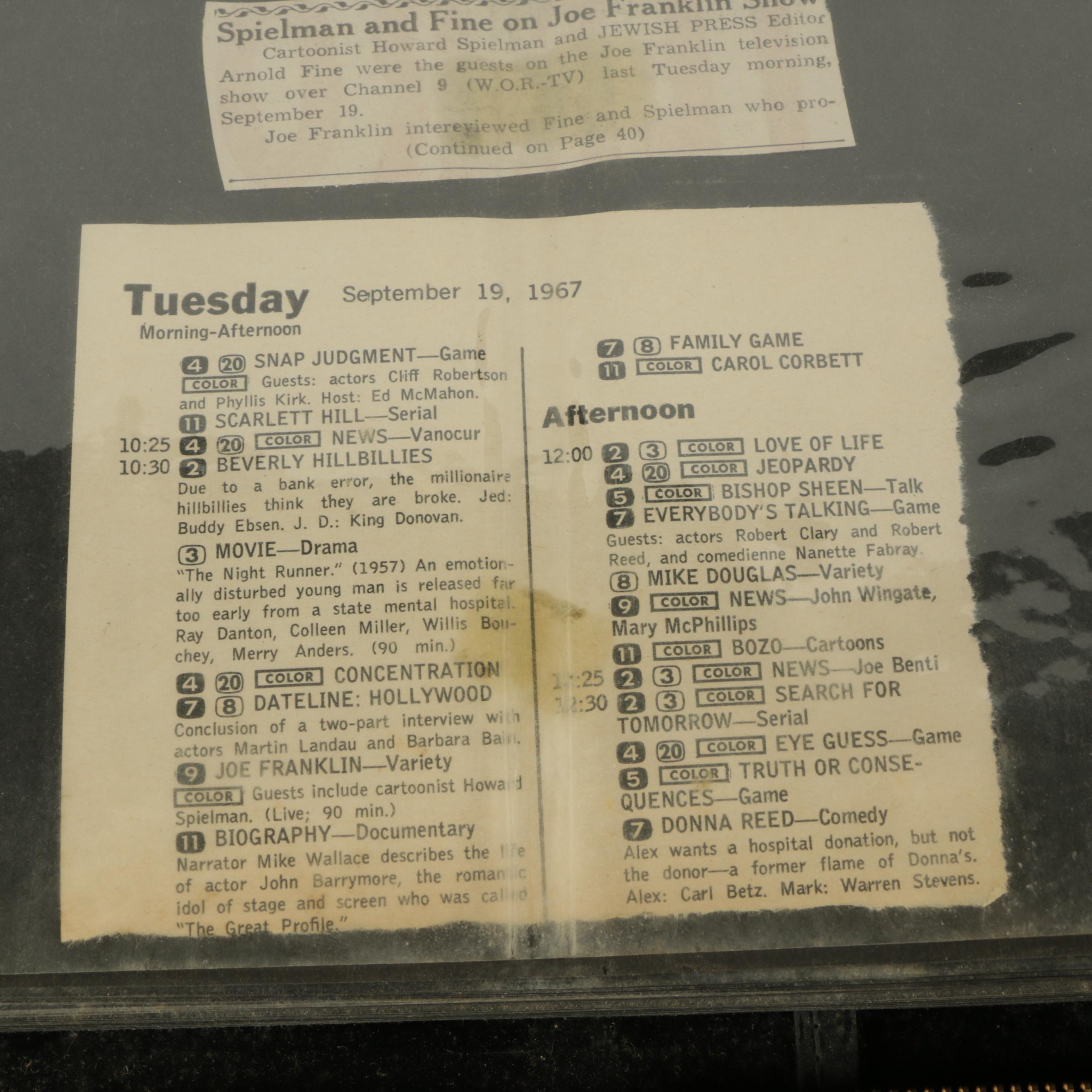 Spielman and Fine "Jewish Press" Newspaper Comics and Clippings