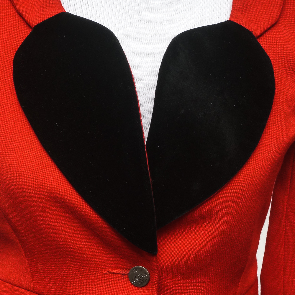 Vivienne Westwood Black Heart Shape Lapel Red Wool Jacket