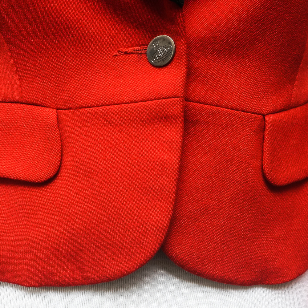 Vivienne Westwood Black Heart Shape Lapel Red Wool Jacket
