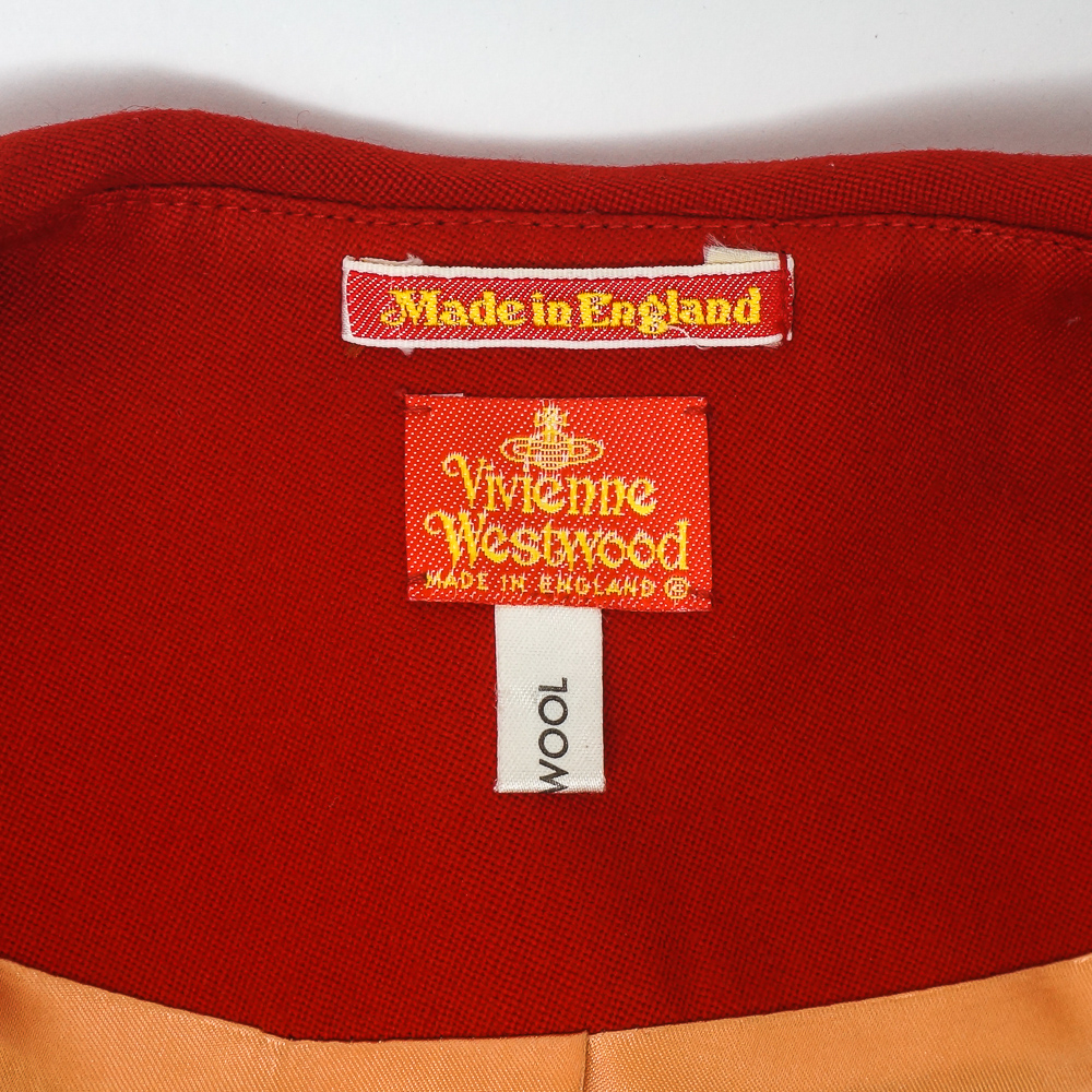 Vivienne Westwood Black Heart Shape Lapel Red Wool Jacket