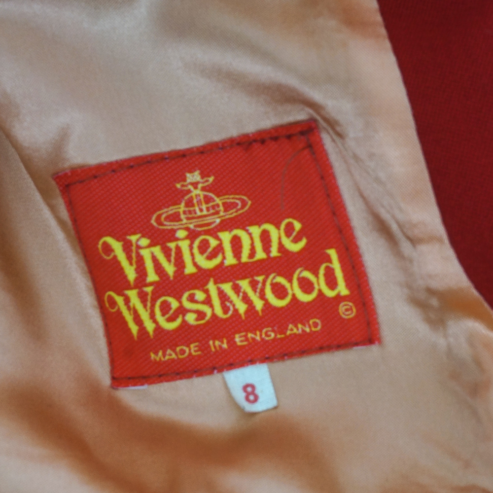 Vivienne Westwood Black Heart Shape Lapel Red Wool Jacket