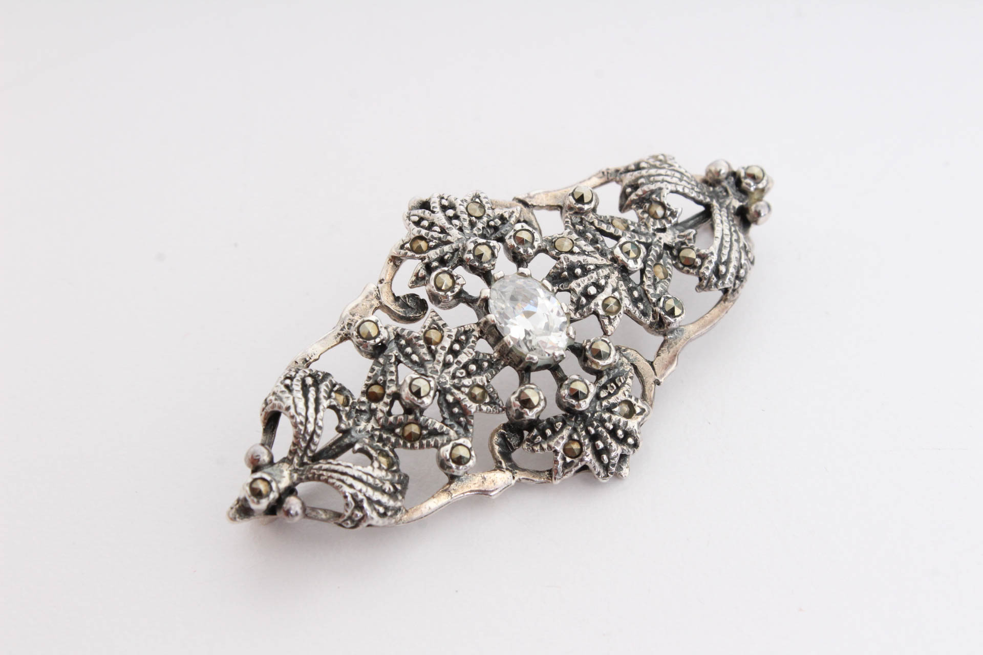 Sterling Silver Amethyst Bracelet and Sterling Brooch