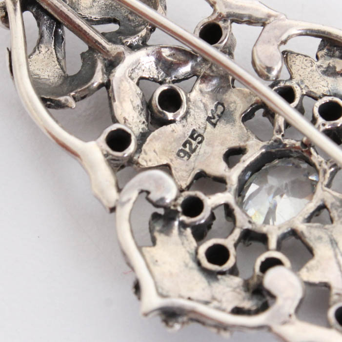 Sterling Silver Amethyst Bracelet and Sterling Brooch