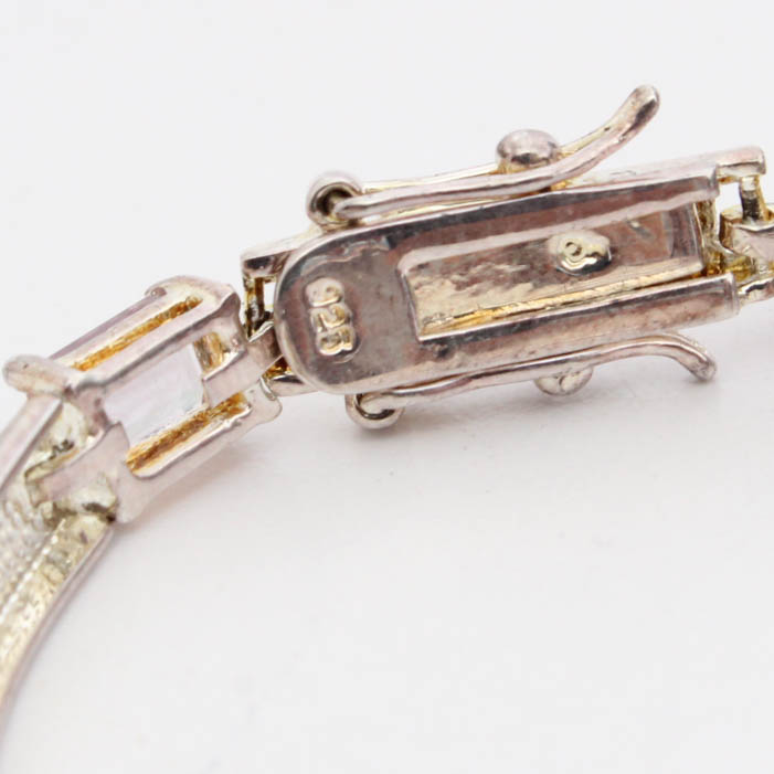 Sterling Silver Amethyst Bracelet and Sterling Brooch