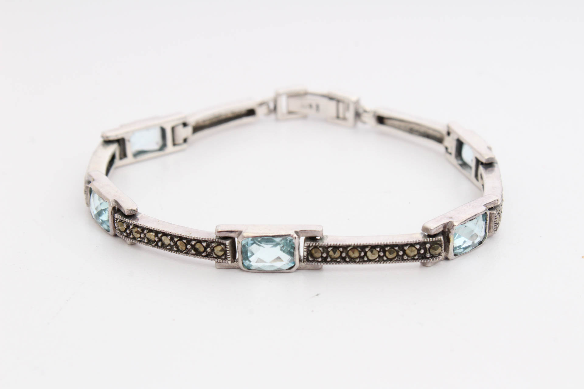 Sterling Silver Topaz Bracelet and Brooch