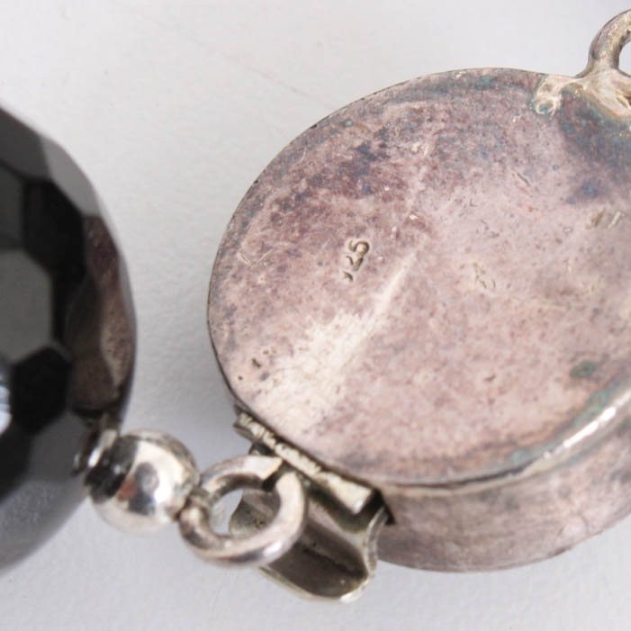 Sterling Silver Glass Beaded Necklace and Earring Set