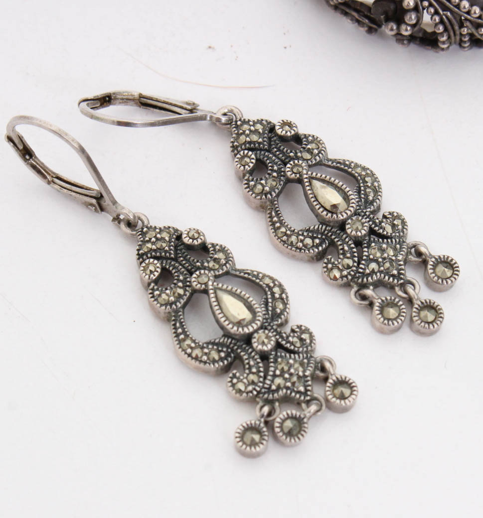 Sterling Silver Earrings Featuring Marcasite