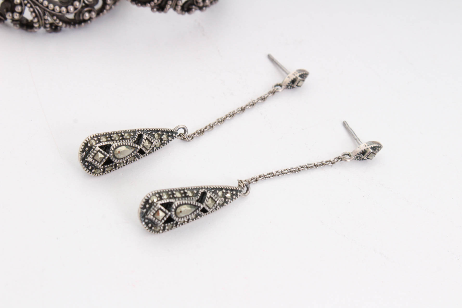 Sterling Silver Earrings Featuring Marcasite