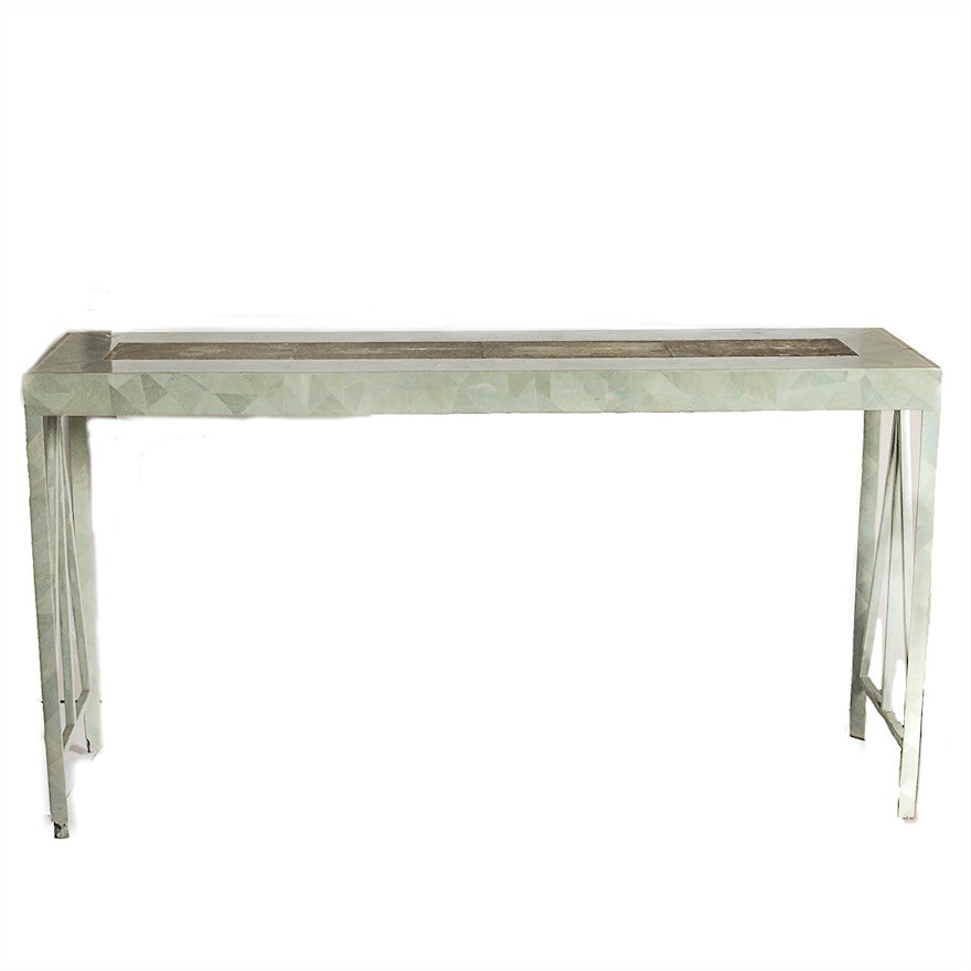 Green Mosaic Metal Console Table