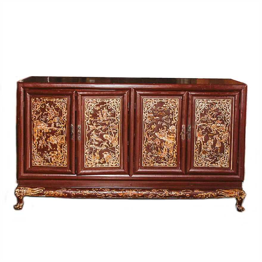 Chinese Chippendale Style Sideboard Cabinet