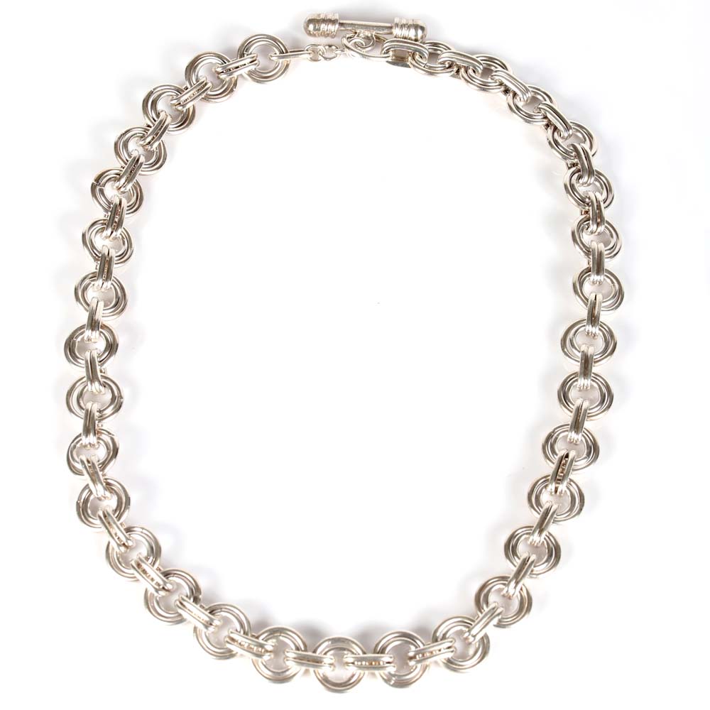 Sterling Silver Double-Circle Link Necklace