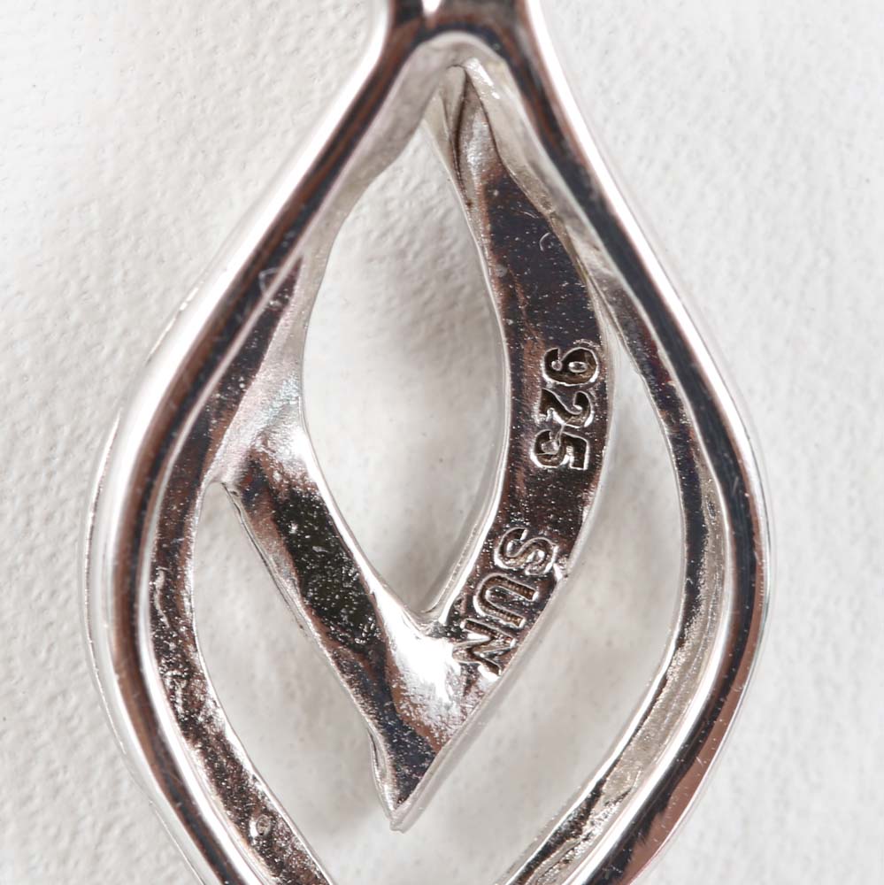 Sterling Silver Black and White Diamond Pendant Necklace