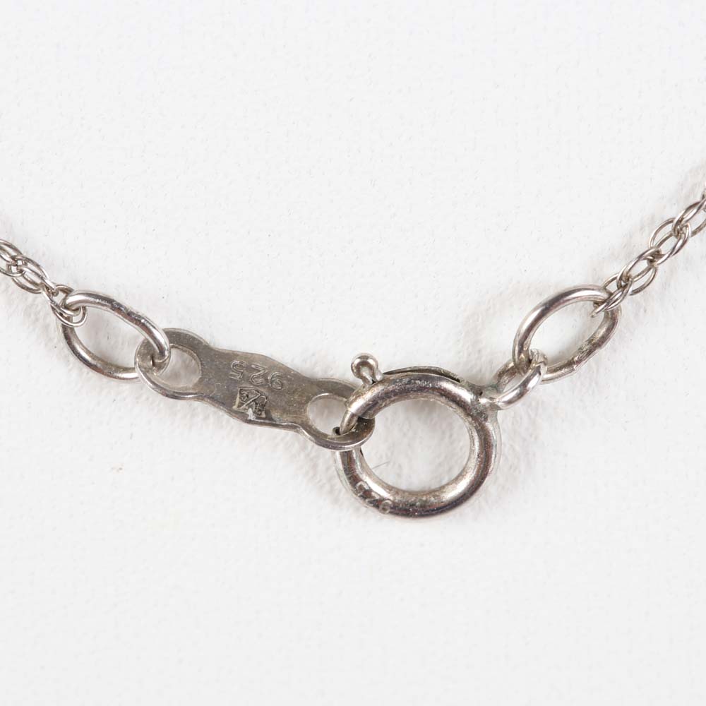 Sterling Silver Black and White Diamond Pendant Necklace