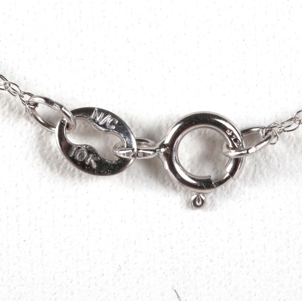 Platinum and 18K Yellow Gold Diamond Pendant on 10K White Gold Chain