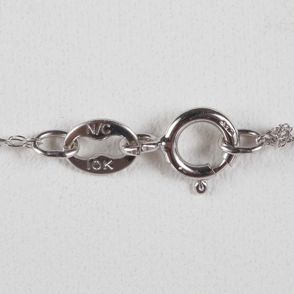 14K White Gold Diamond Pendant Necklace on 10K White Gold Chain