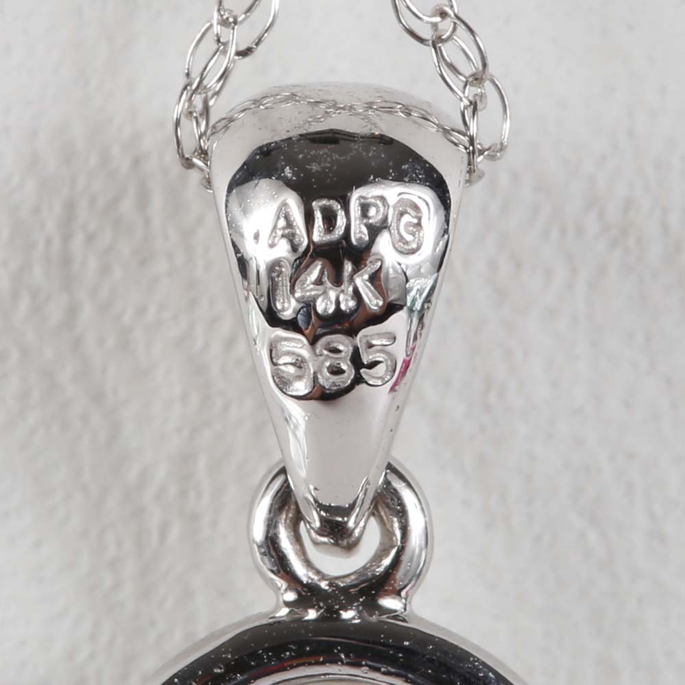 14K White Gold Diamond Pendant Necklace on 10K White Gold Chain