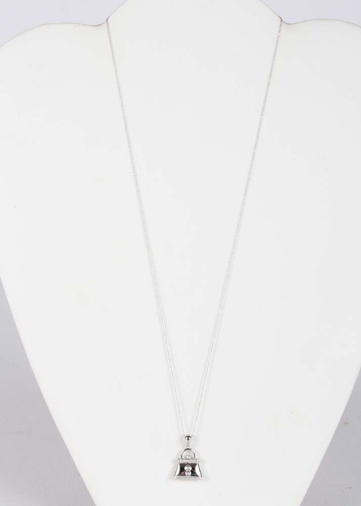 14K White Gold Diamond Pendant Necklace on 10K White Gold Chain