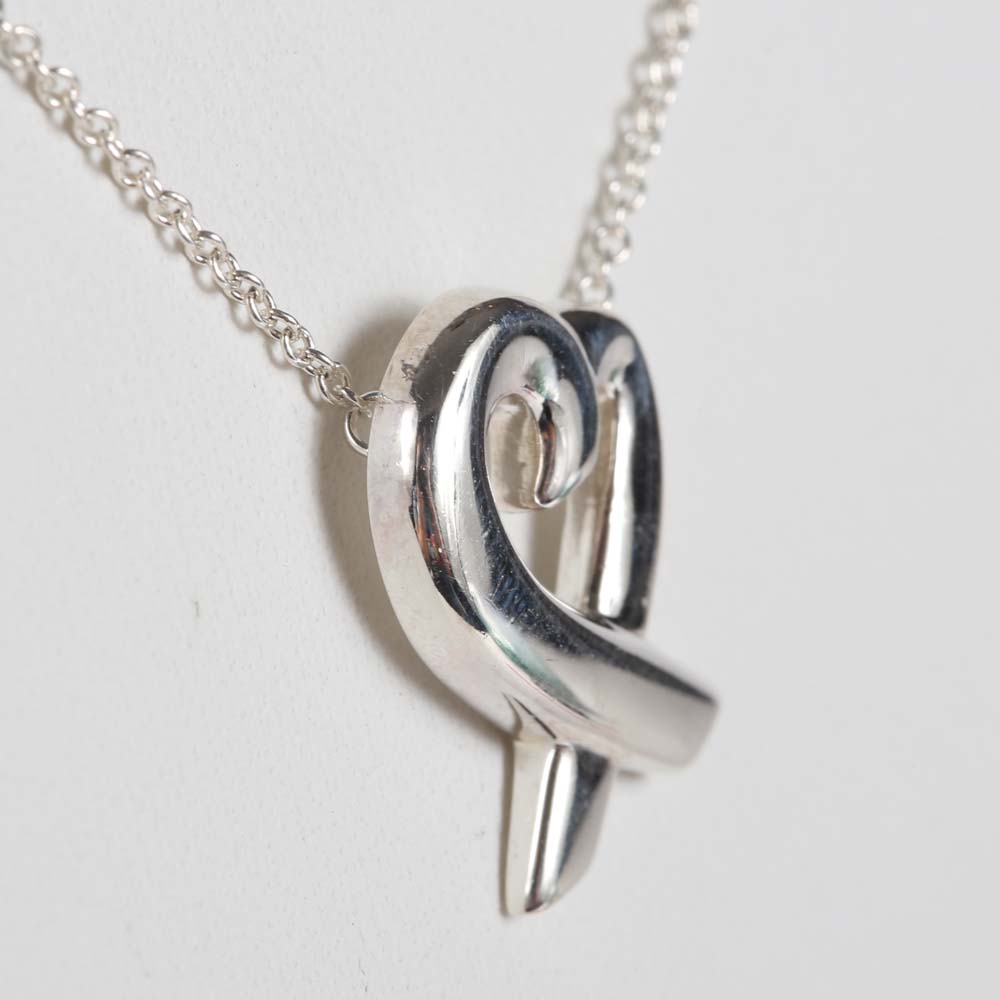 Sterling Silver Tiffany & Co. Open Heart Pendant Necklace by Paloma Picasso