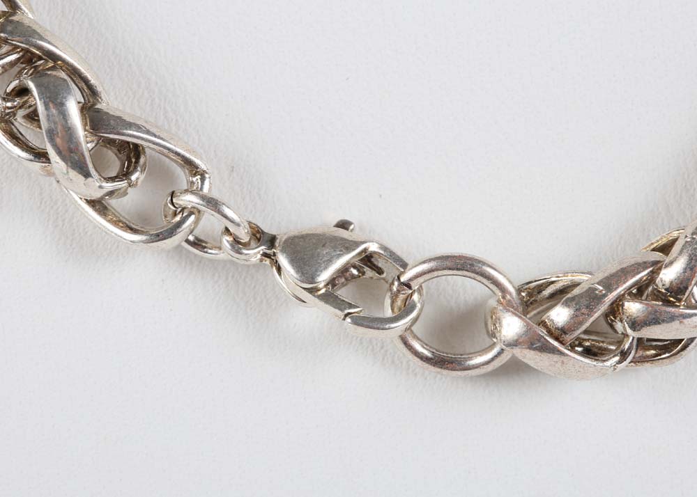 Silver Tone Braided Chain Necklace