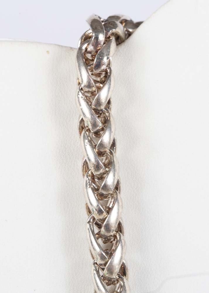 Silver Tone Braided Chain Necklace